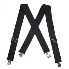 Melo Tough Men's Suspenders Fully Elastic 2 inch Wide X back Heavy Duty Black