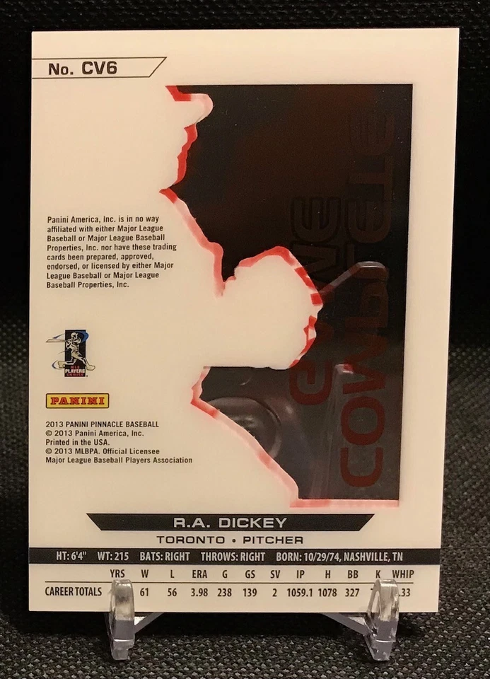 2013 Pinnacle #CV6 R.A. Dickey Clear Vision Pitching Complete Game - Image 2 of 2