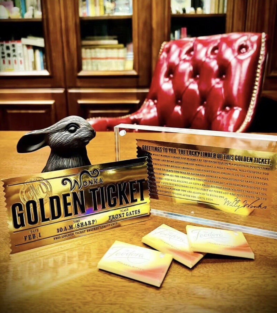 WILLY WONKA Golden TICKET Chocolate Bar 7 3/4" By 3 1/2 - Foto 2