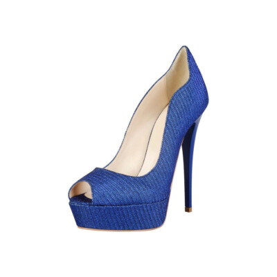Versace 1969 Italia Ariane High Heel Open Toe Plateau Pumps, blau,  Gr. 40