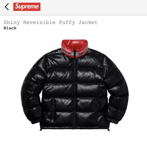 Supreme Shiny Reversible Puffy Jacket Black/Red Size M