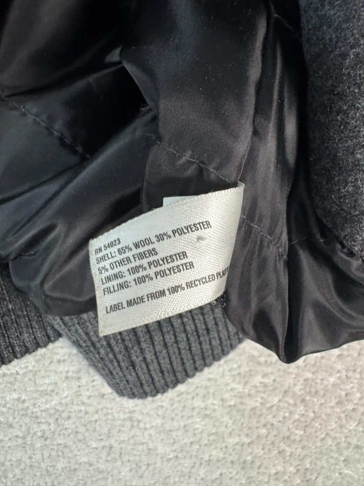 GAP Mens Zip Fleece Bomber Jacket Front Pockets Heather Gray Wool Blend XL - Image 4 of 4