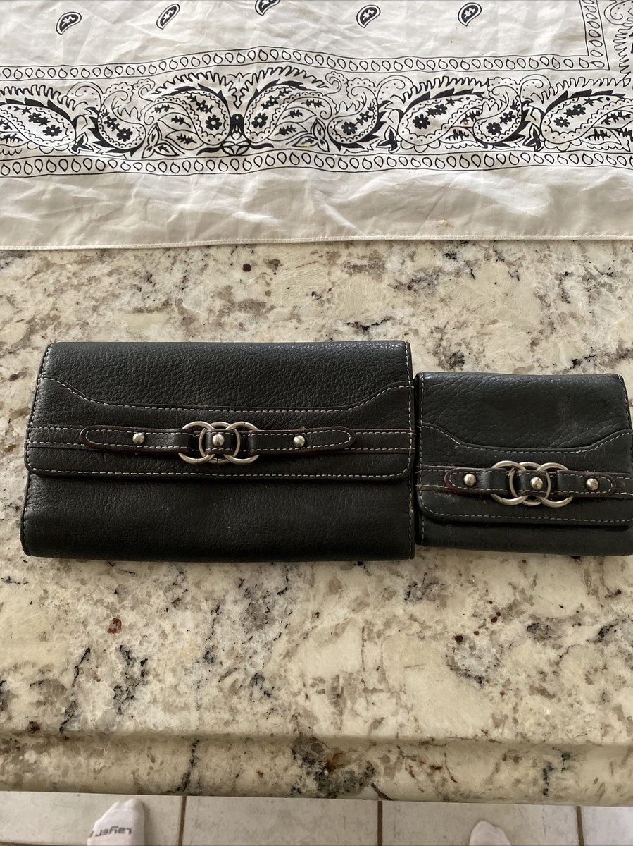 Wilson Black leather wallet Matching Check Book Trifold