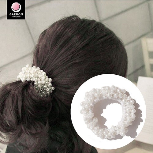 Elastic Pearl Ponytail Holder - Geometric Pearls Hairties Women Hair Accessories - Picture 2 of 15