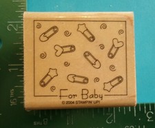 Stampin Up FOR BABY Saying DIAPER PINES Rubber Stamp