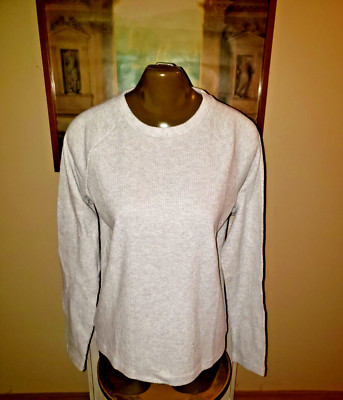 New Hammacher Schlemmer Womens Super Soft Longsleeve Gray ribbed top shirt sz M