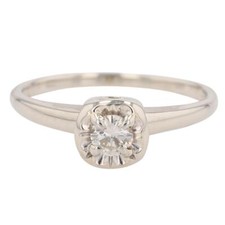 .19ct Round Cut Diamond Solitaire Engagement Ring 14k White Gold Size 5.5