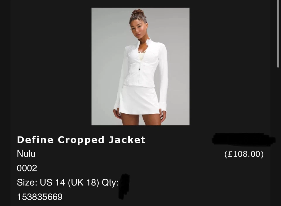 Lululemon Define Cropped Jacket - Brand New - White - UK 18 - Image 4 of 4