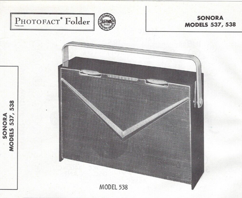 1957 SONORA 537 538 Portable AM Tube RADIO Photofact MANUAL Receiver Sams - Afbeelding 1 van 2