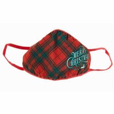 KURT ADLER ADULT CHRISTMAS PLAID FACE MASK "MERRY CHRISTMAS" SIZE SMALL D3918