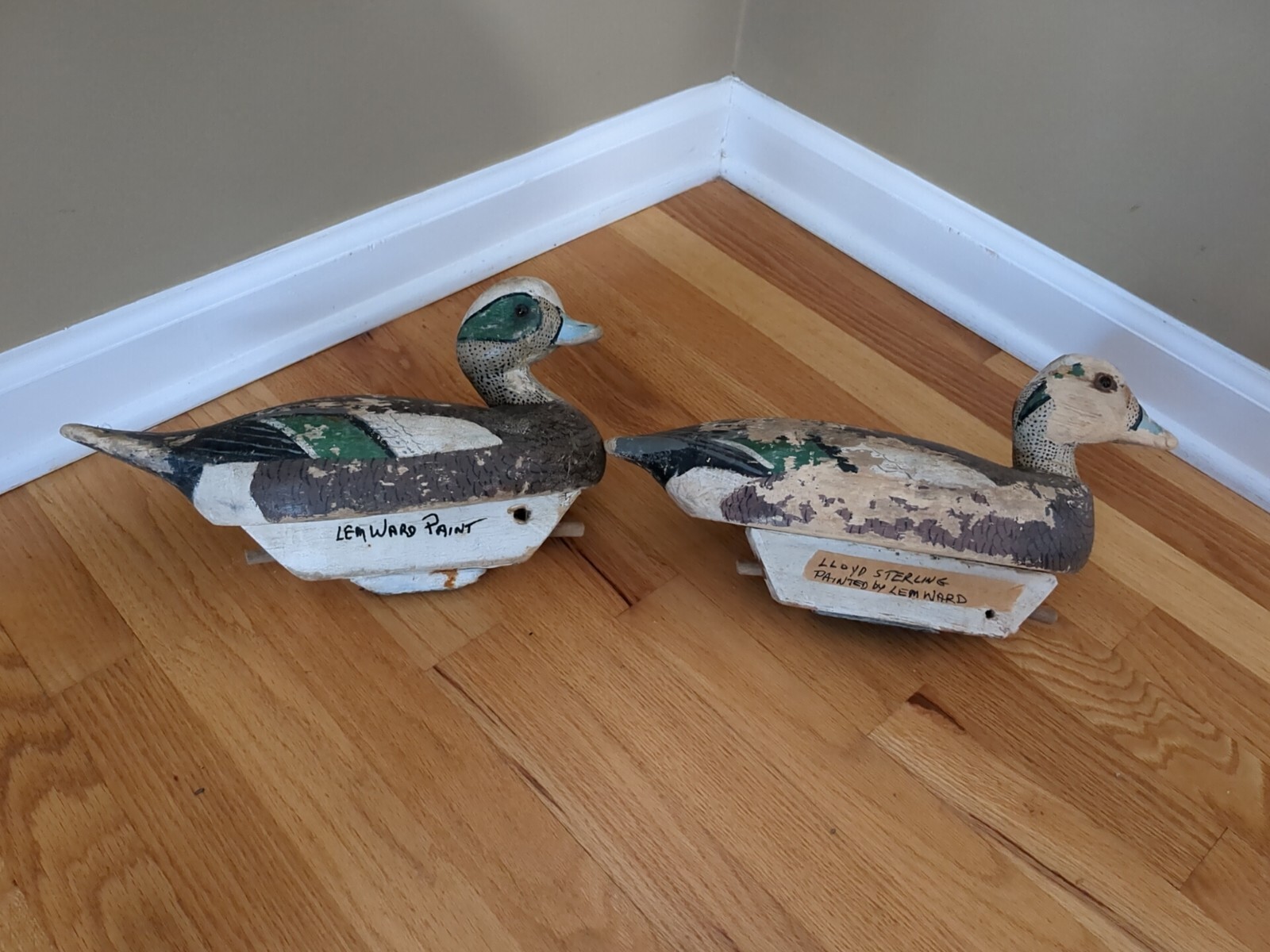 Vintage Rare Lloyd Sterling Widgeon Duck Decoys (Pair) Painted By Lem