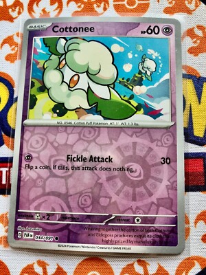 Cottonee 034/091 Reverse Holo Paldean Fates Pokemon ENGLISCH