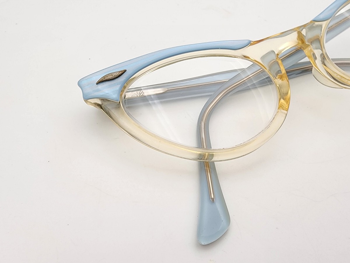 Vintage Cat Eye American Optical L.Blue/Clear 44-22 Vintage Cat Eye American Optical L.Blue/Clear 44-22