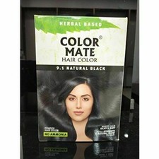5 x Color Mate Hair NATURAL Black 9.1 Herbal Base Hair color -15gm each  75gm 