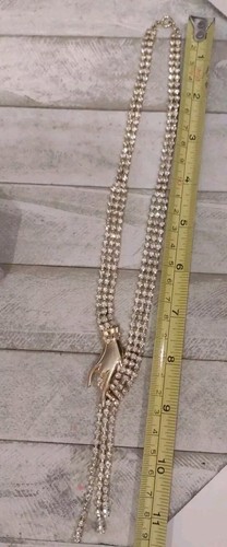 Vtg Dripping Clear Rhinestone Juliana Style Hand Bib Necklace - Picture 3 of 9