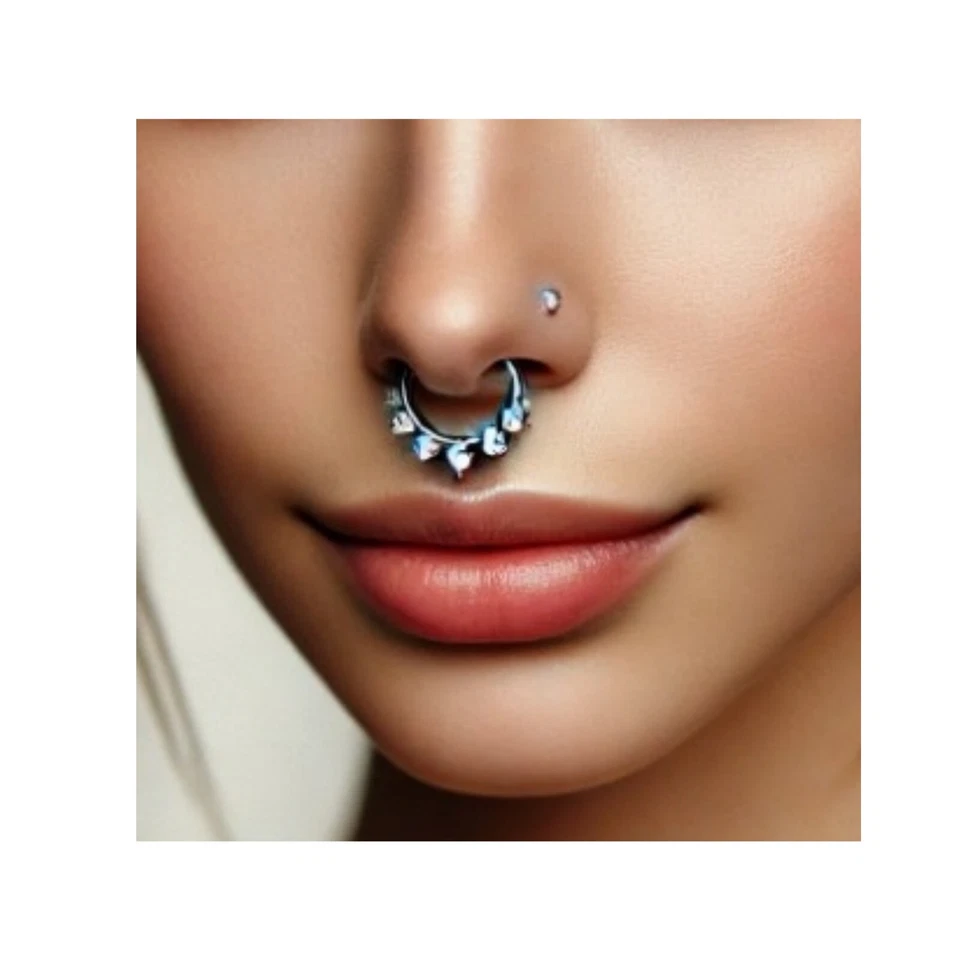 Orecchino clicker in acciaio inox con zirconi bianchi cerchio da elix per septum - Immagine 3 di 4