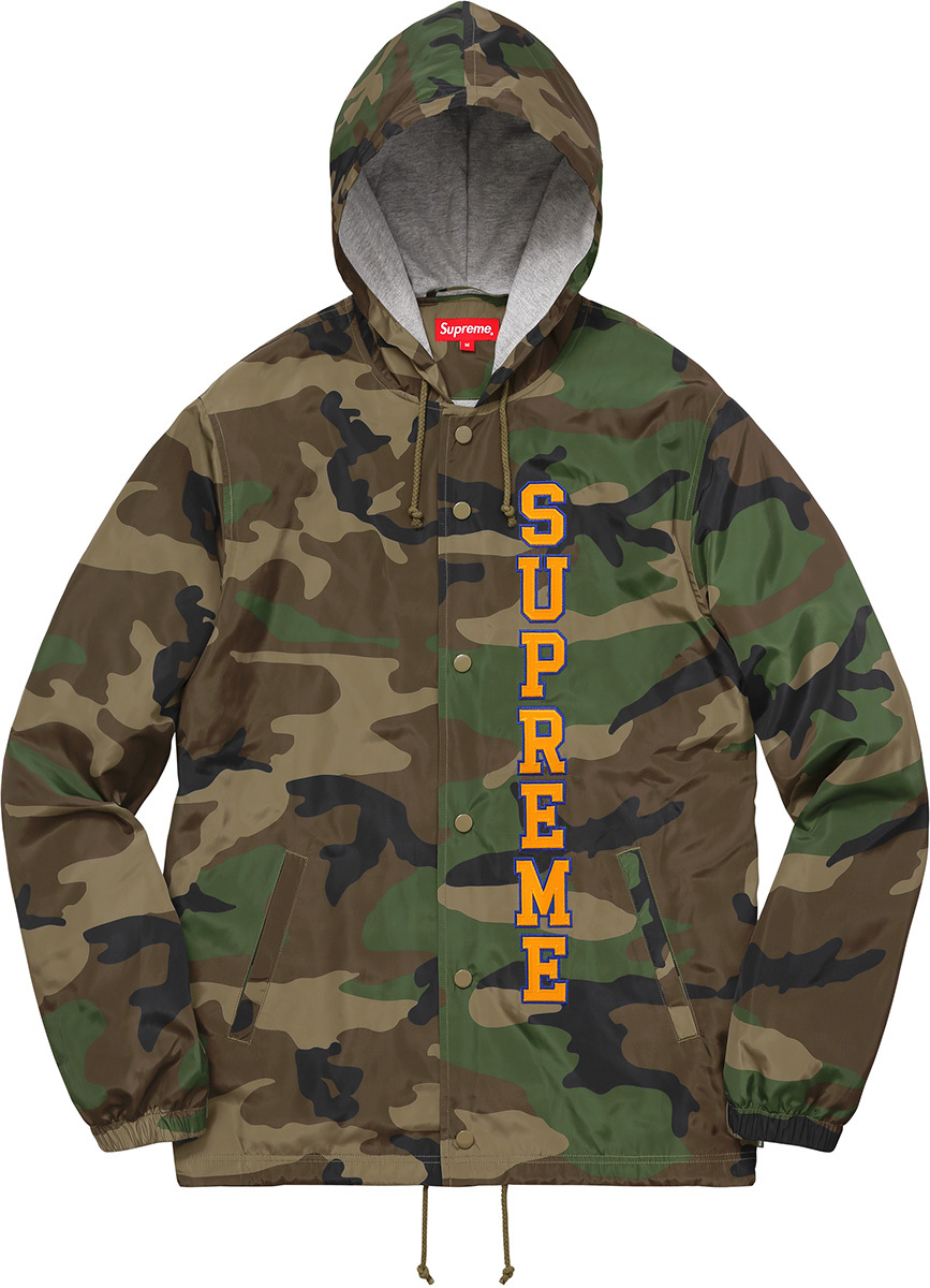 Supreme Vertical Logo Hooded Coaches Jacket Camo Box Logo