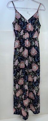H&M Divided Dress Womens Size 2 Floral V-Neck Maxi