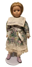 VTG Heritage Doll w/stand 15" Blonde Pony Hair Porcelain Face Collectible