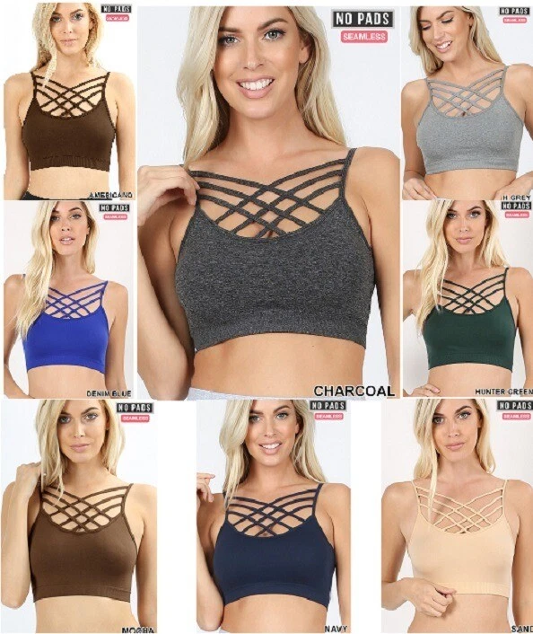 Cutout Bralette Sports Bra Crop Top Caged Strappy Criss Cross Cleavage  Workout