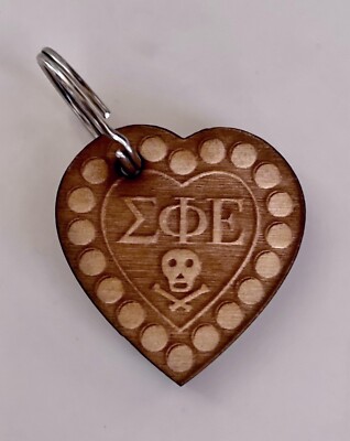 SigEp - Sigma Phi Epsilon - Active Badge - Key Chain Wood - Fraternity - Heart