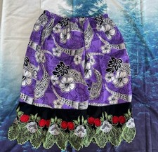 WHITE FLOWER HAWAIIAN PAU PA'U KAHIKO DRAWSTRING HULA SKIRT