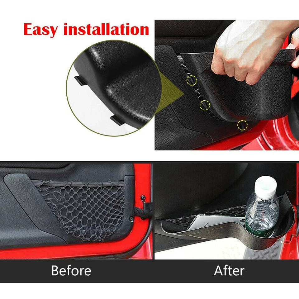 For Jeep Wrangler JK JKU Front Door Storage Box Side Organizer Pockets 2011-2018 Foto 3 de 4