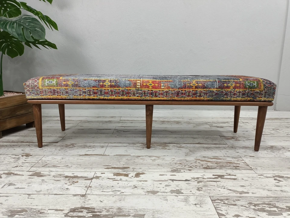Ottoman Bench, Handmade Bench, Long Seat Bench, Decorative Bench, Entry Bench - Image 2 of 4