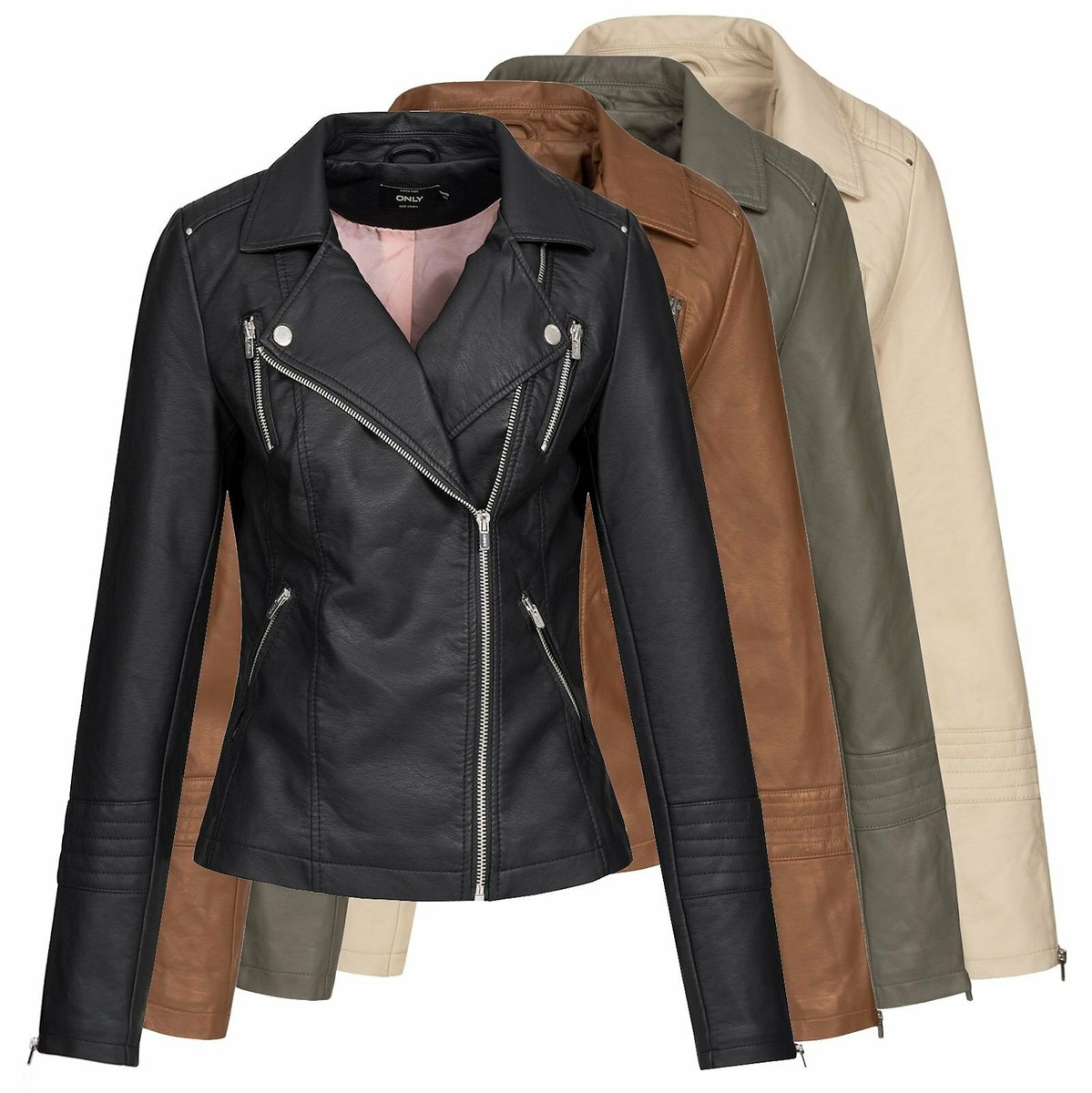 Only Damen Kunstlederjacke Gemma Übergangs Faux Leather Freizeit