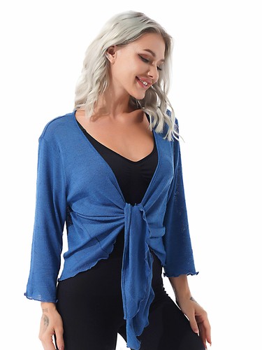 Front Shrug Knit Cardigan Bolero Ruffle 