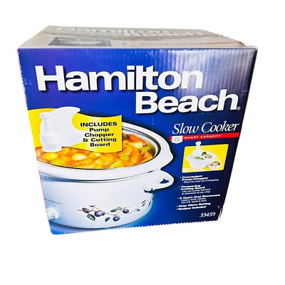 hamilton beach slow cooker 33459 5 quart oval plus pump chopper & cutting board