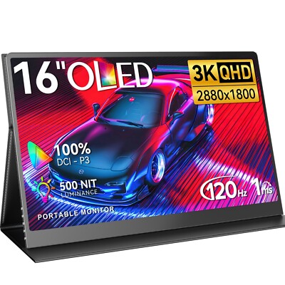 16  OLED 120Hz Gaming Monitor 2880x1800 100%DCI-P3 Portable Monitor PC Screen