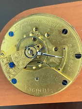 VINTAGE 18 SIZE ELGIN POCKET WATCH MOVEMENT, GR. 10, KEEPING TIME, YEAR 1887