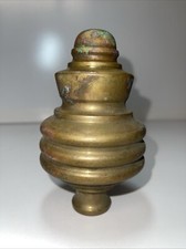SINGLE ANTIQUE VICTORIAN BRASS THREADED FINIAL BED KNOB (103a)