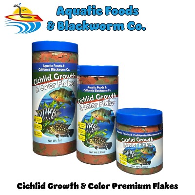 Cichlid Growth & Color Flakes. FREE 12-Type Pellets & 4-Type Wafer Mix Included