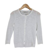 NWT Ann Taylor LOFT White 3/4 sleeve button Cardigan Sweater Size XXSP