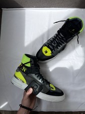 Philipp Plein Leather Hi-Top Sneakers SkullNeon Luxury Phantom Kick Sz EU46(30,5