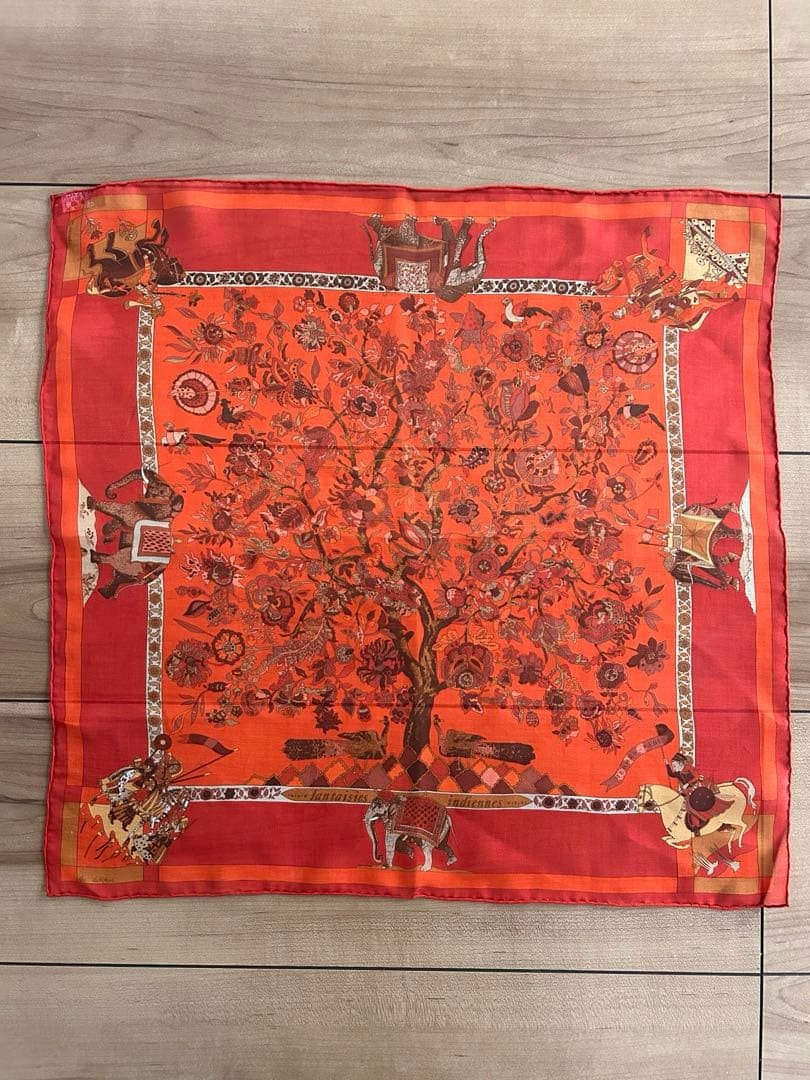 HERMES Silk Chiffon Scarf Fantaisies Indiennes Petit Carre