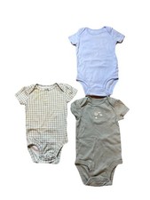 LOT OF 3 Carters Baby 3 Months One Piece Outfit Short Sleeve Snap Bottom