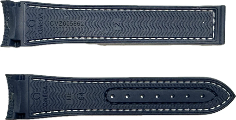 Omega Seamaster 215.33.44.21.03.001 Banda Goma Azul CVZ005862 Genuina Nueva Foto 2 de 2