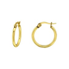 Yellow Gold PVD Hoop Earrings 1/2 inch Hypoallergenic Surgical Steel Small
