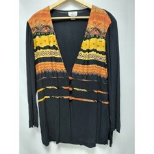 Karen & Maren Boho Geometric Pattern Button Front Cardigan Made in USA Size M