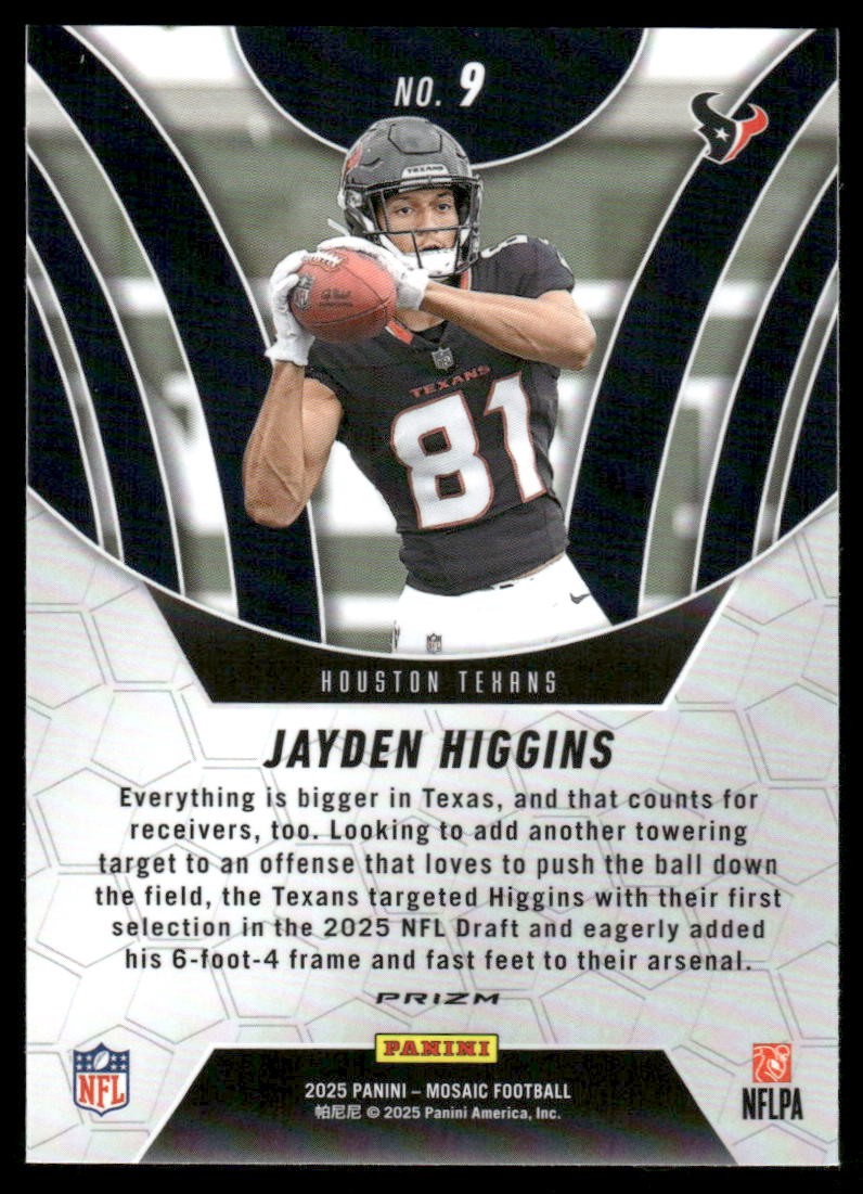 2025 Panini Mosaic #9 Jayden Higgins Elevate Mosaic Orange