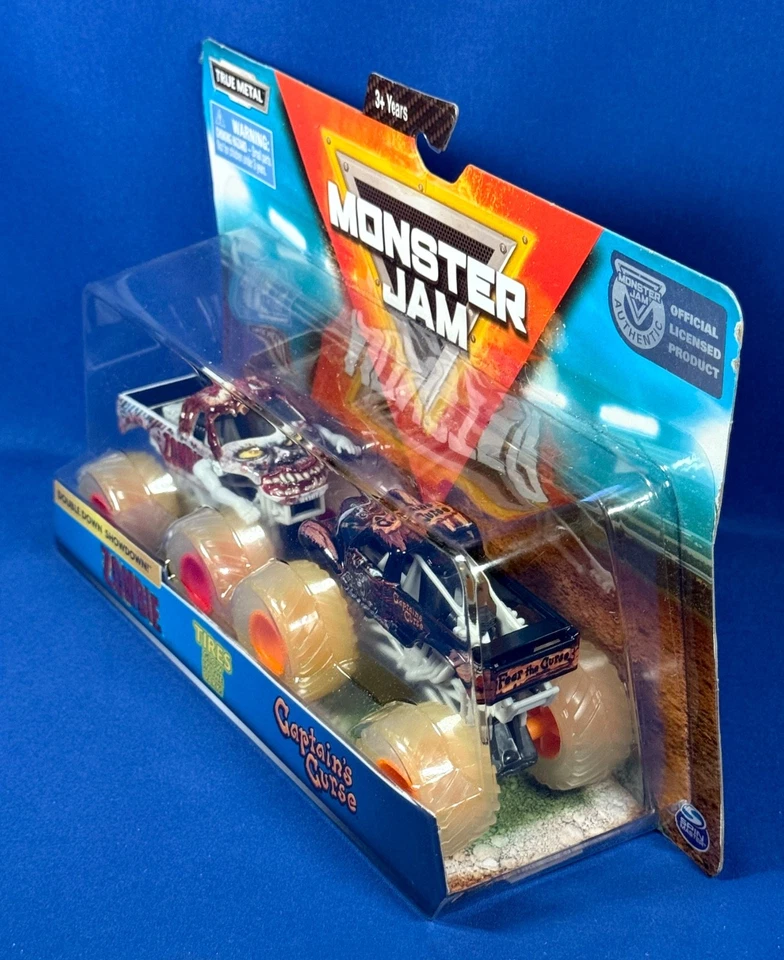 ZOMBIE & CAPTAIN'S CURSE Cars MONSTER JAM Double Down Showdown GLOW DARK TIRES - Image 4 of 4
