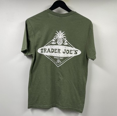 Trader Joes Employee Crew Heather Green Short Sleeve  T-Shirt Small