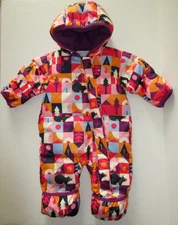 Columbia Snuggly Bunny Down Bunting Baby Girl 3-6 M Hooded Winter Snowsuit