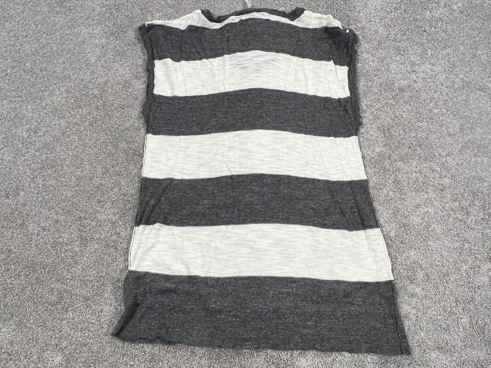 Camisa Free People feminina pequena cinza branca listrada gola V túnica leve - Imagem 3 de 4