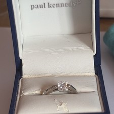 Vintage Paul Kennedy Sterling Silver & Cubic Zirconia Ring Size K with Box