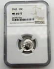 1963-P Roosevelt Silver Dime 10C NGC MS66 FT Full Torch US GEM 90% Coin  BM1
