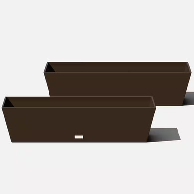 Extra Large Espresso Plastic Rectangular Windox Box Planter with Drainage Holes